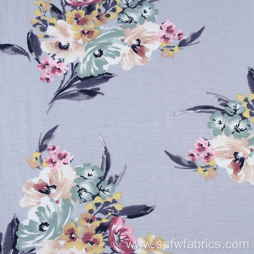 Rayon Grey Jersey Printed Knitting Fabric For Dress